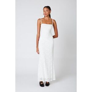NIA the Brand VETIVER DRESS Lace bodycon maxi dress in Cream size S NWT$108